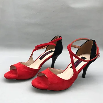 Классическая танцевальная обувь для фламенко на каблуке 7,5 см, обувь для аргентинского танго, обувь для вечеринок, свадебные туфли MST6291RBS, Кожаная твердая подошва