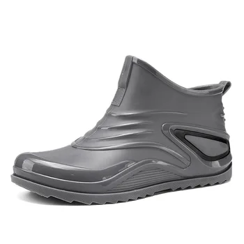 Новые мужские модные непромокаемые ботинки из ПВХ, нескользящие повседневные уличные непромокаемые ботинки, мужская водонепроницаемая обувь, резиновые сапоги