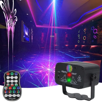 Эффект освещения сцены для вечеринки, Голосовое управление, USB Лазерный проектор, Стробоскопическая лампа для домашнего танцпола, 60 моделей, мини-дискотека для диджеев